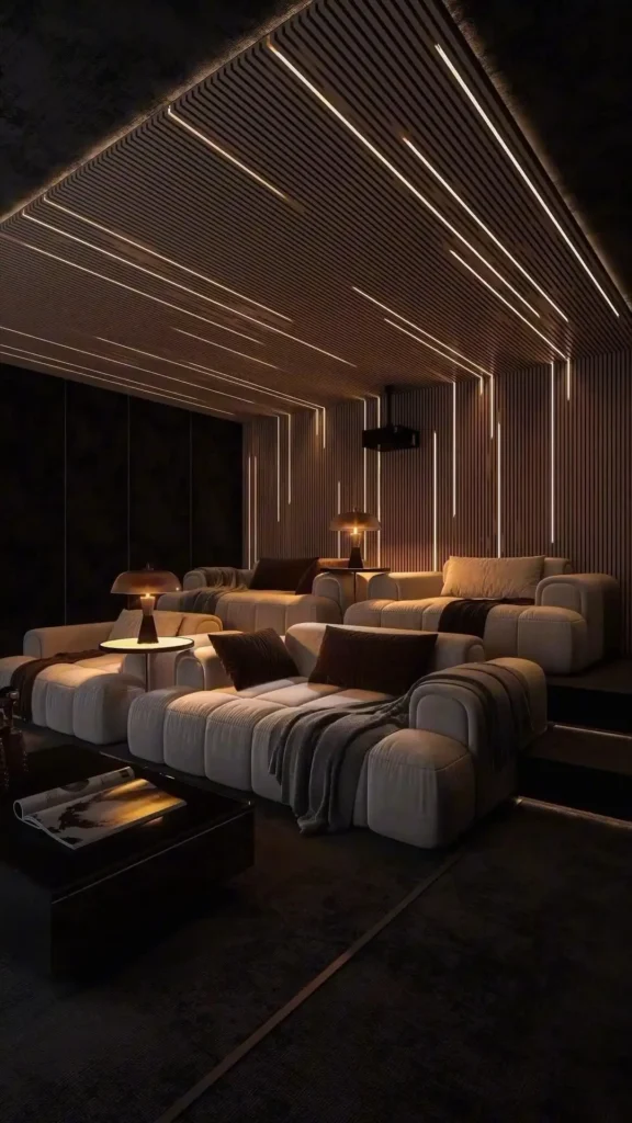 تصميم غرفة سينما منزلية احترافية